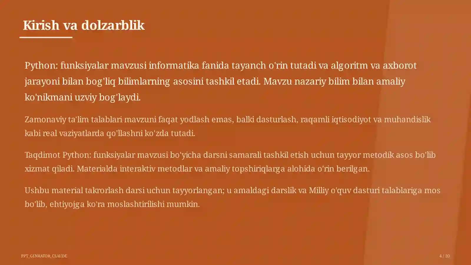 Python: funksiyalar (9-sinf) 4