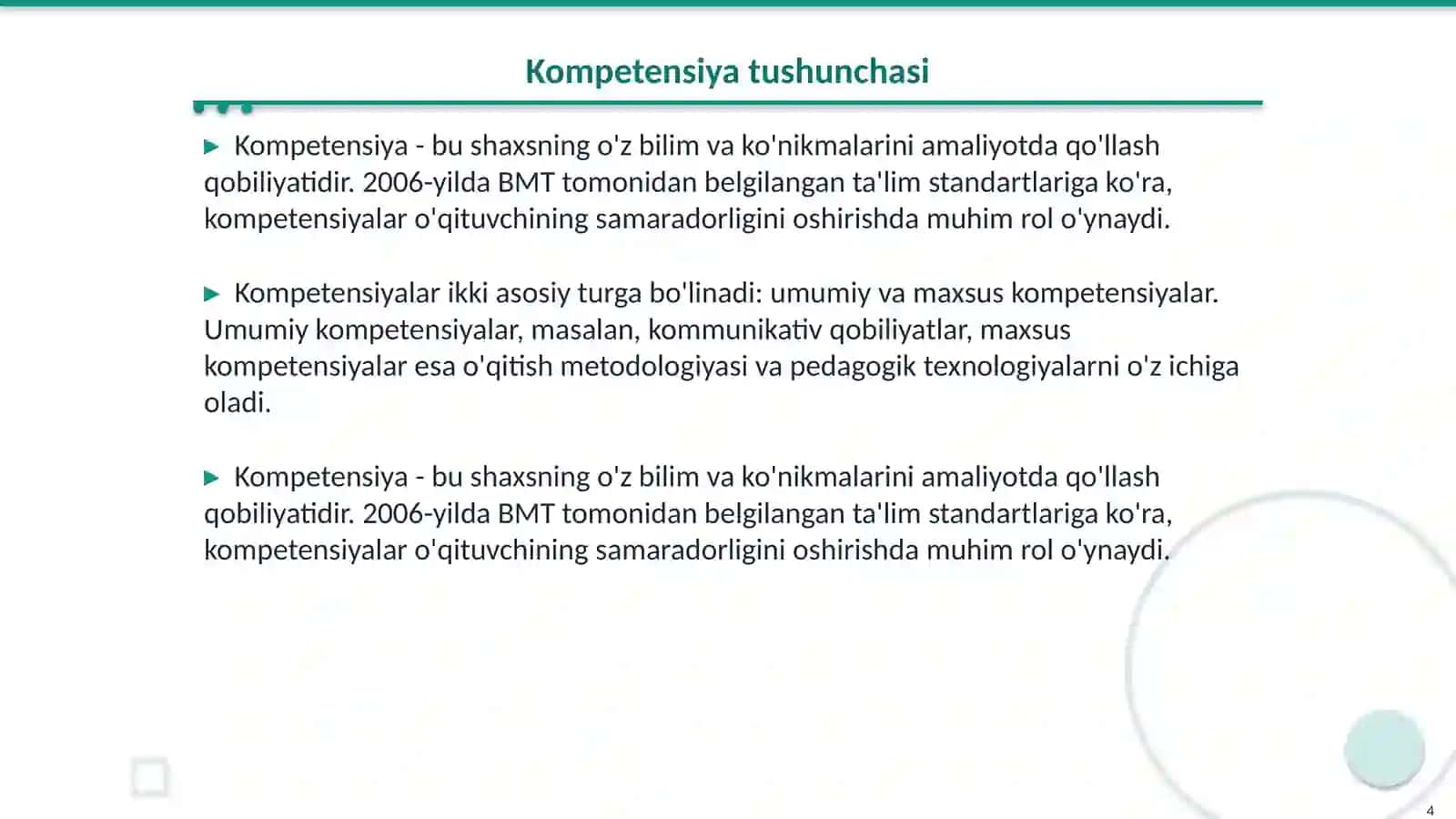 Zamonaviy oʻqituvchi kompentatsiyasini shakllantirishning nazariy va amaliy asoslari 4