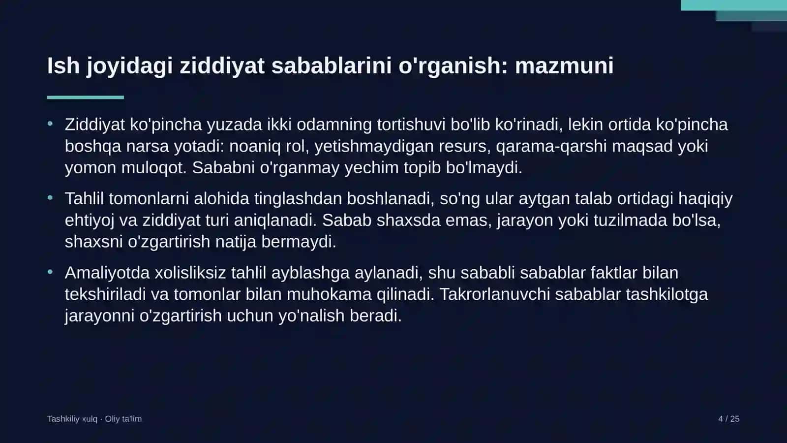 uy joy kommunal xo'jaligida ish joyidagi ziddiyatlarning sabablarini o'rganish 7560 4