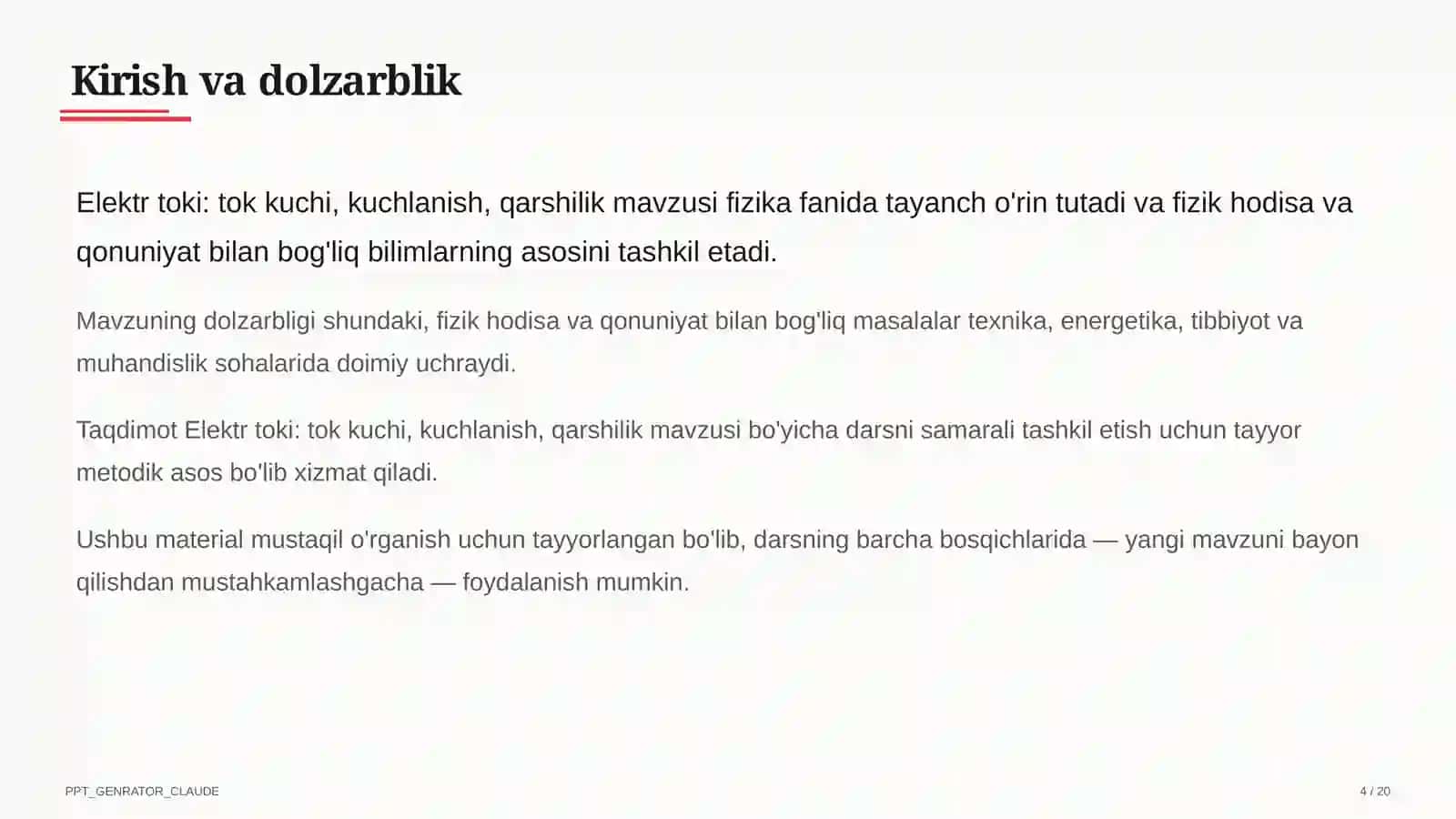 Elektr toki: tok kuchi, kuchlanish, qarshilik (8-sinf) 4
