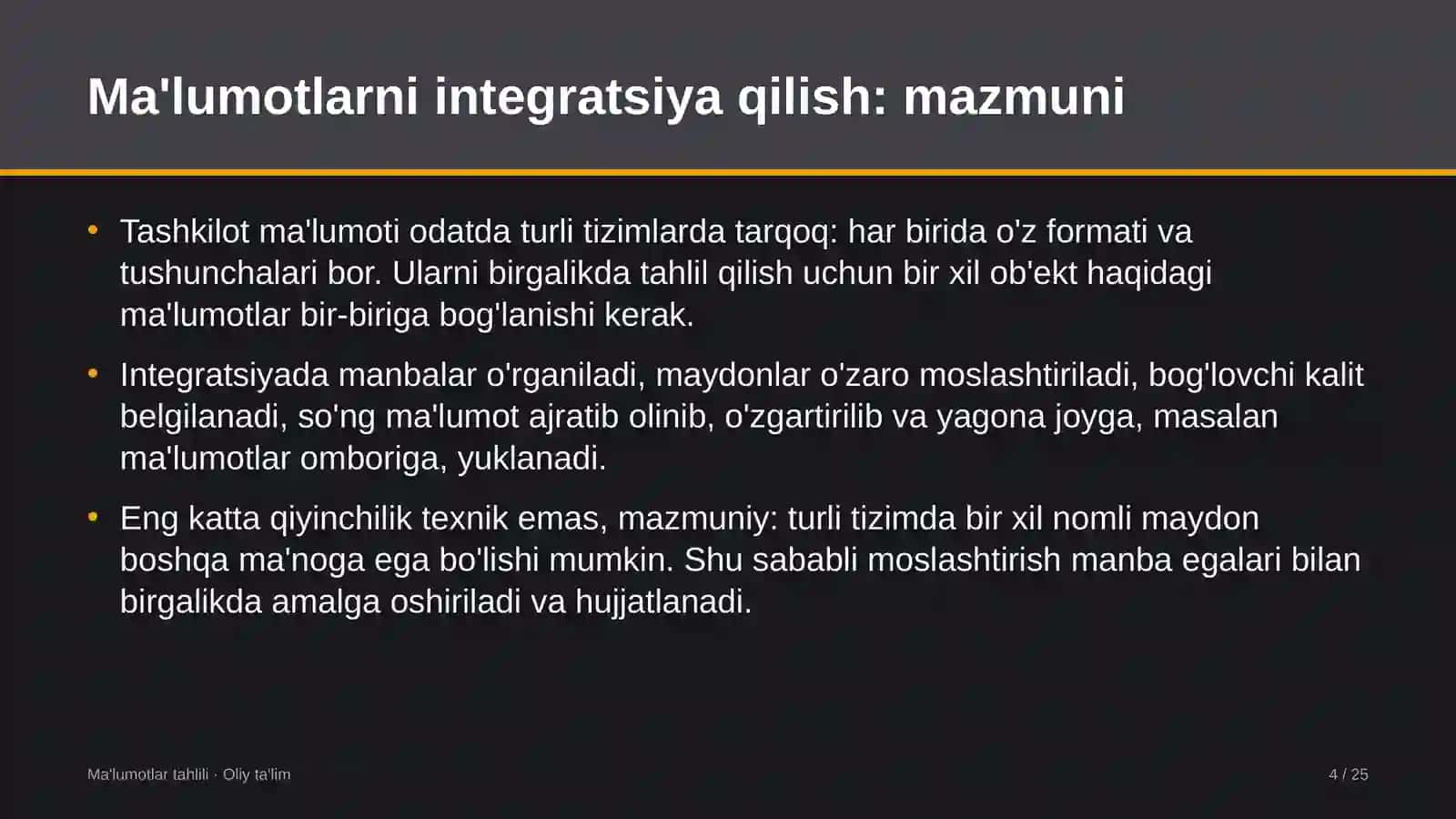 buyurtmaxonalarda ma'lumotlarni integratsiya qilish 5600 4