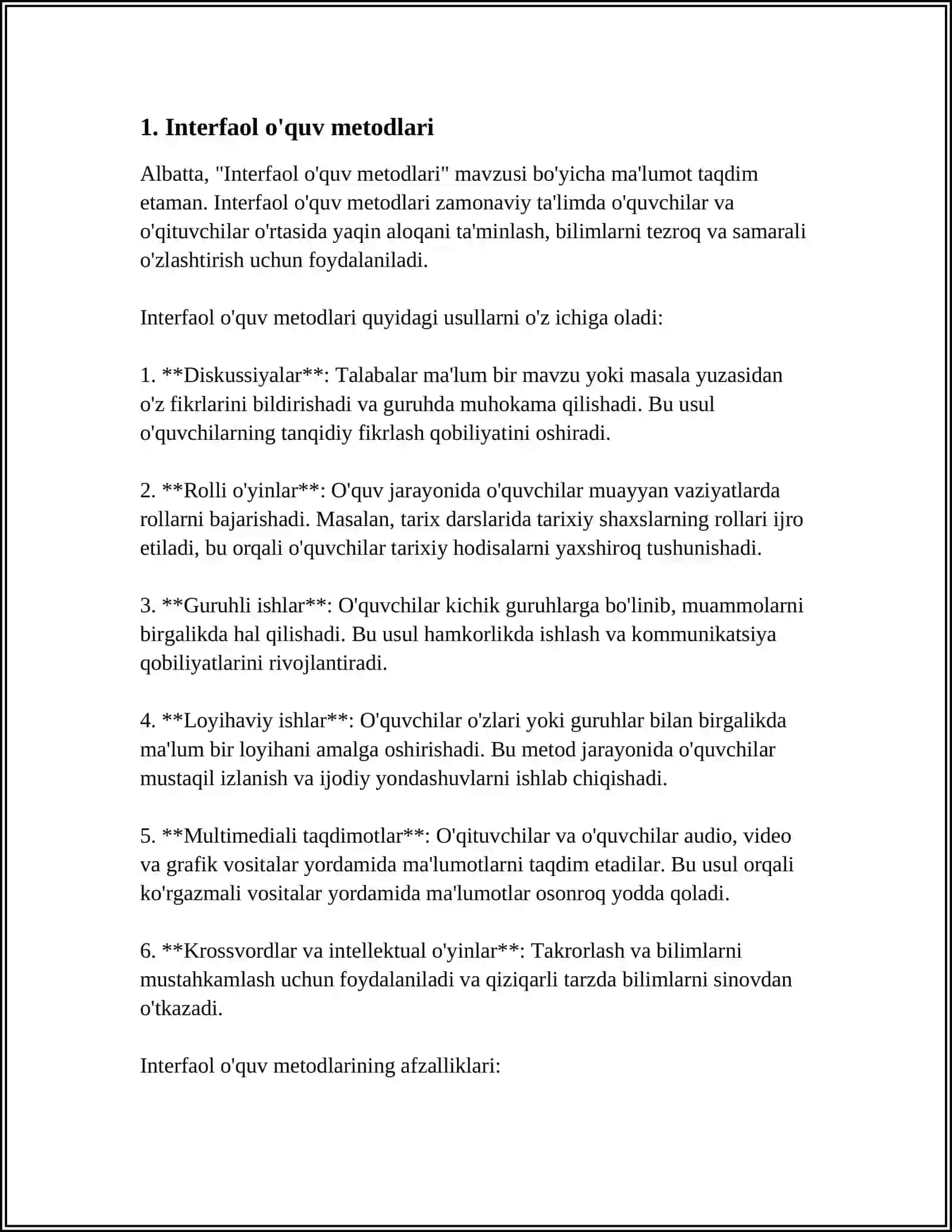 KALSIY METALINI O'QITISHDA QO'LLANILADIGAN PEDAGOGIK METODLAR 4