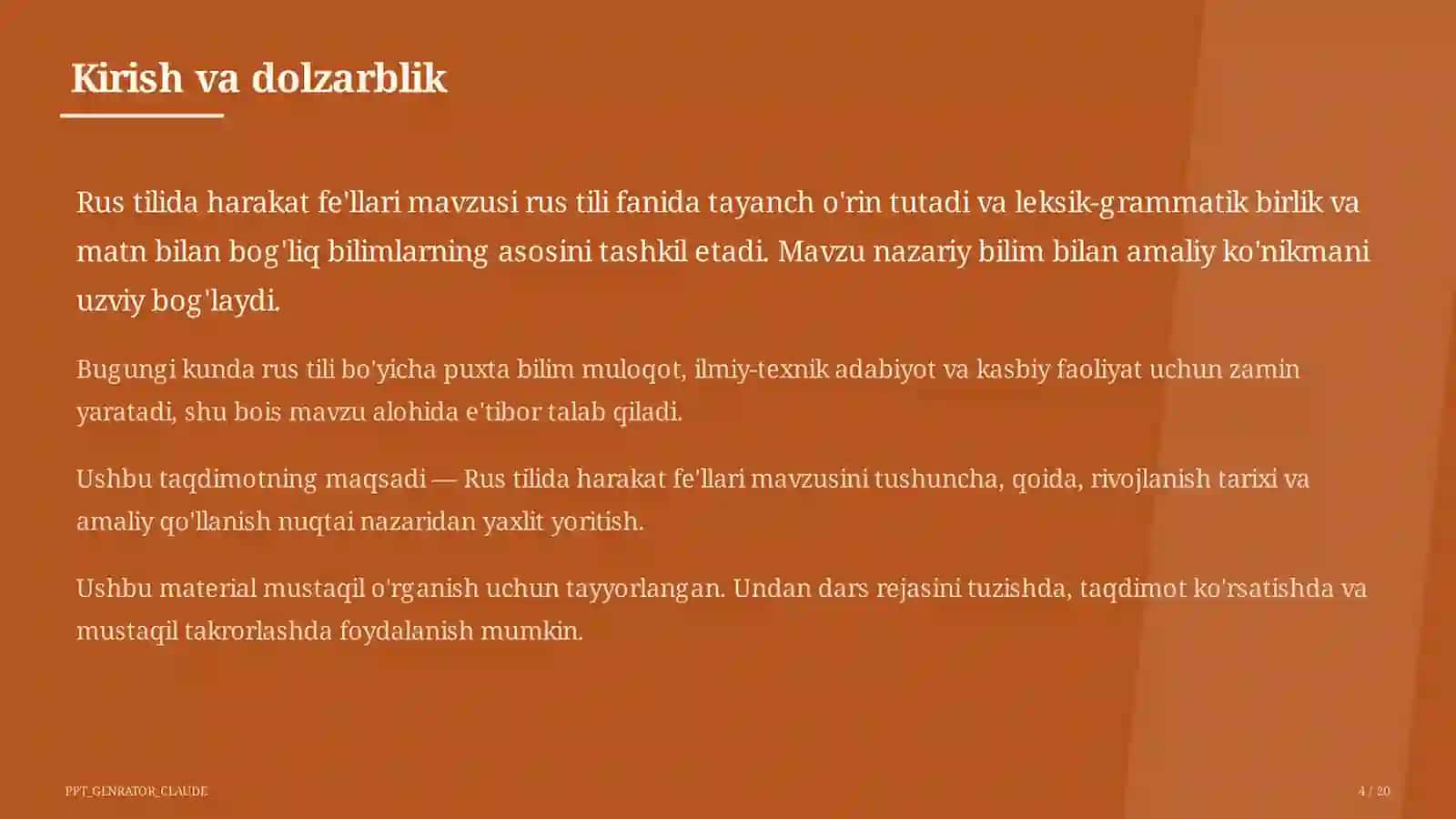 Rus tilida harakat fe'llari (6-sinf) 4