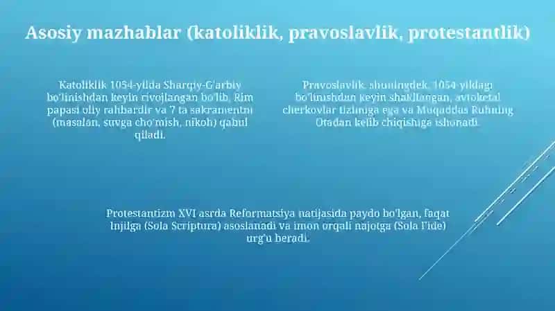 Xristianlikning yo‘nalishlari 4