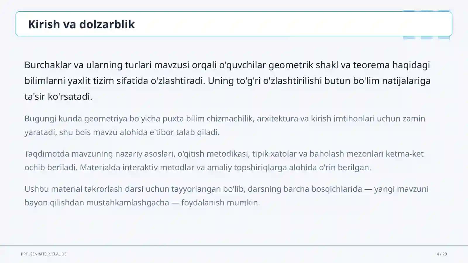 Burchaklar va ularning turlari (7-sinf) 4
