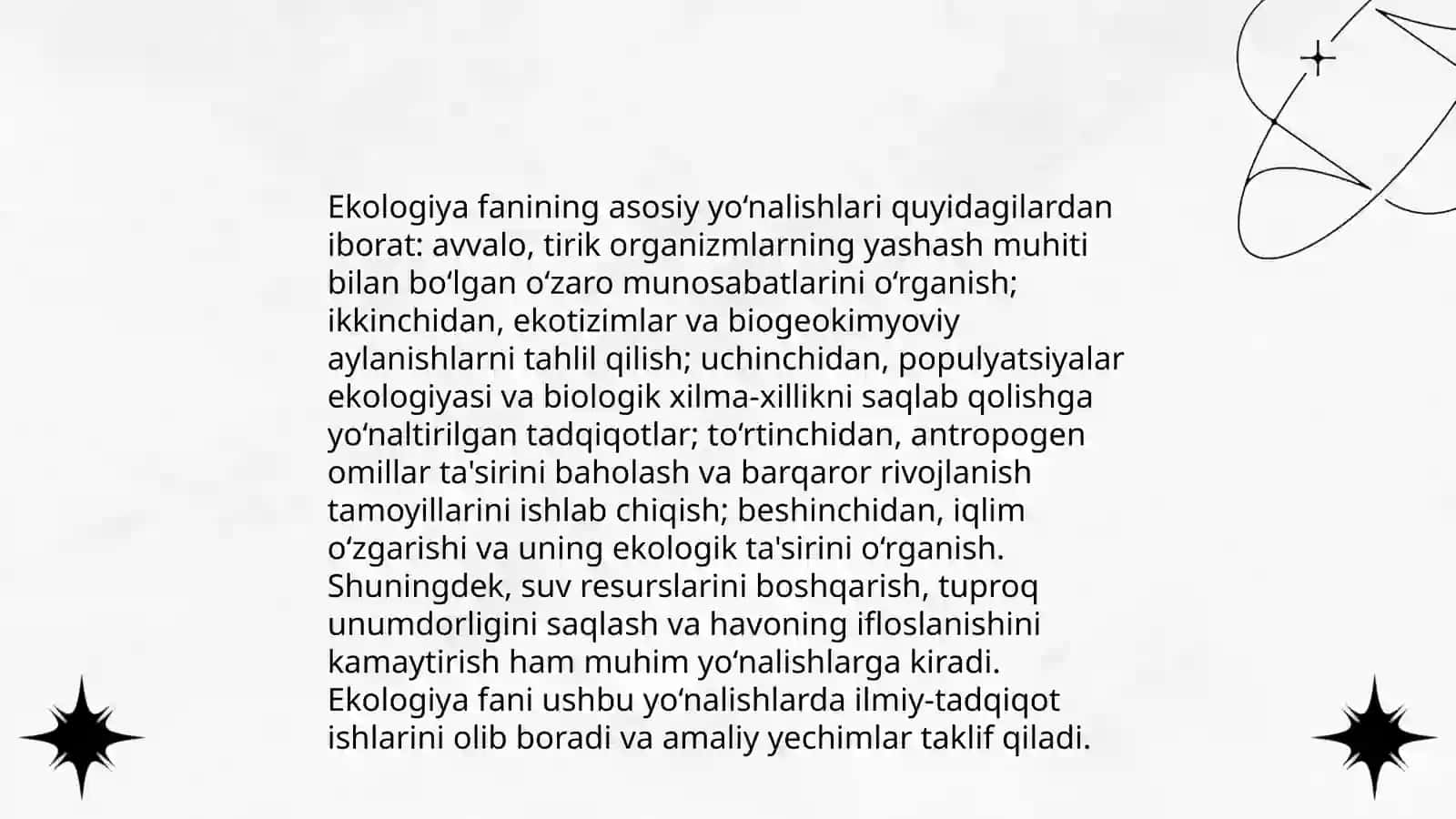 Ekologiya fani rivojlantirish bosqichlari 4