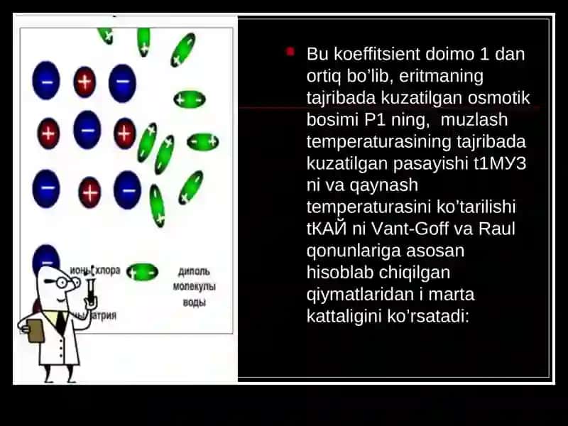 ELEKTROLIT ERITMALARNING XOSSALARI. ELEKTROLITIK DISSOTSIALANISH 4