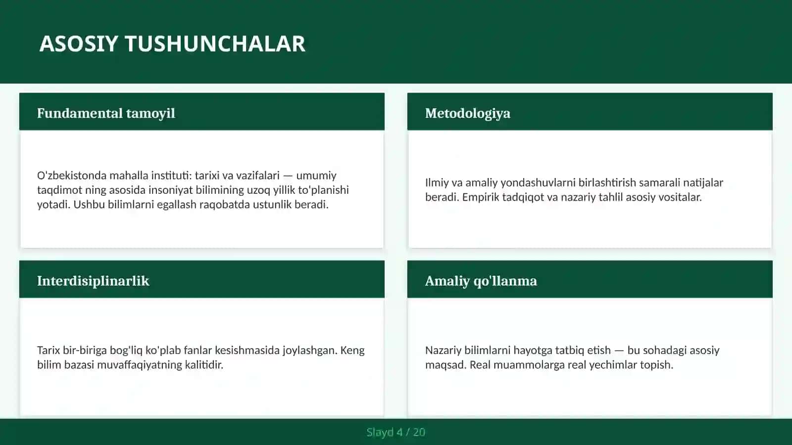 O'zbekistonda Mahalla Instituti: Tarixi va Vazifalari - Umumiy Taqdimot 4