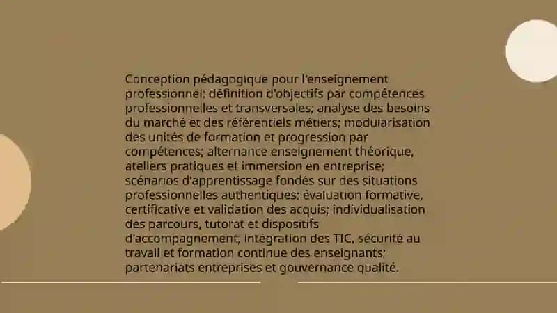 Contenu des programmes de formation professionnelle 4