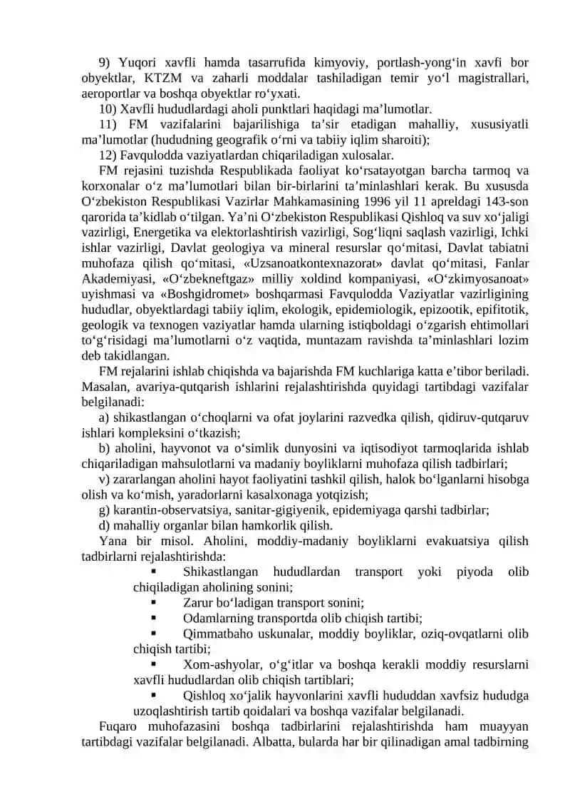 Fuqaro muhofazasi tadbirlarini rejalashtirish 4