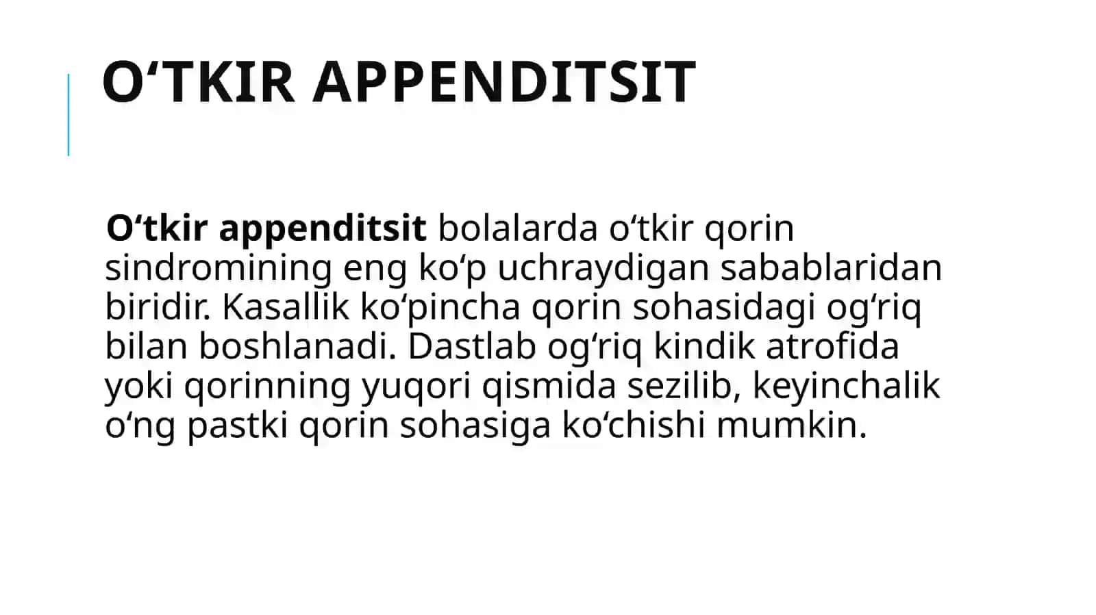 QORIN BOSHLIGINING OTKIR XIRURGIK KASALLIKLARI.(OʻTKIRQORIN SINDROMI) 4