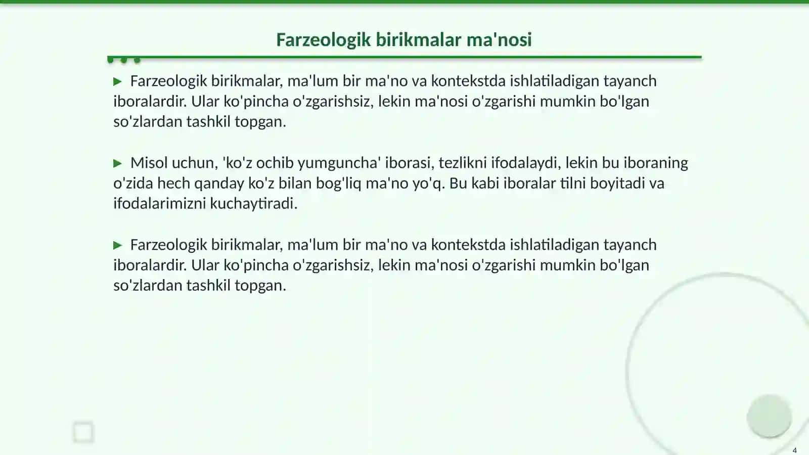 Lug'at tarkibidagi ajralmas birikmalarning ma'no va tarkib jihatdan tavsiflanishi 4