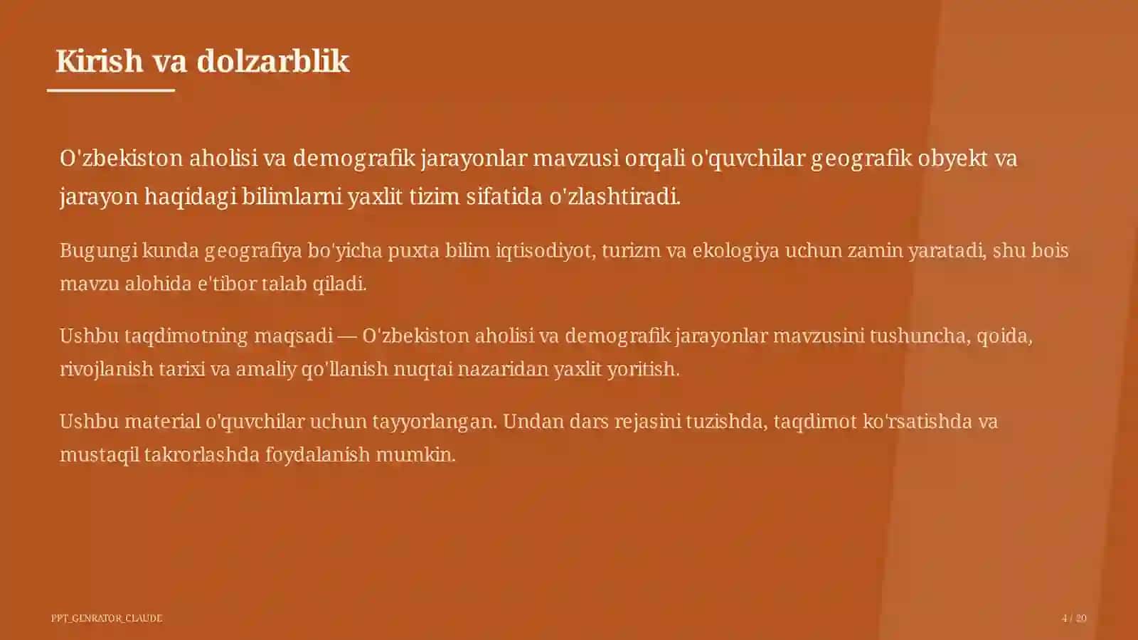 O'zbekiston aholisi va demografik jarayonlar (9-sinf) 4