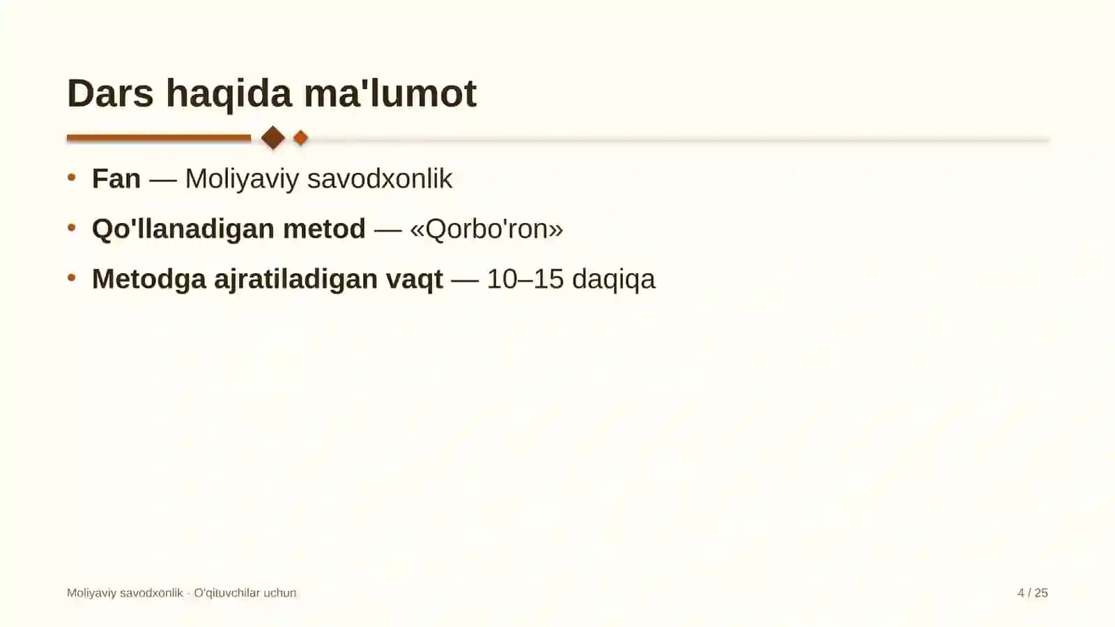 moliyaviy savodxonlik darslarida qorbo'ron metodidan foydalanish 8098 4