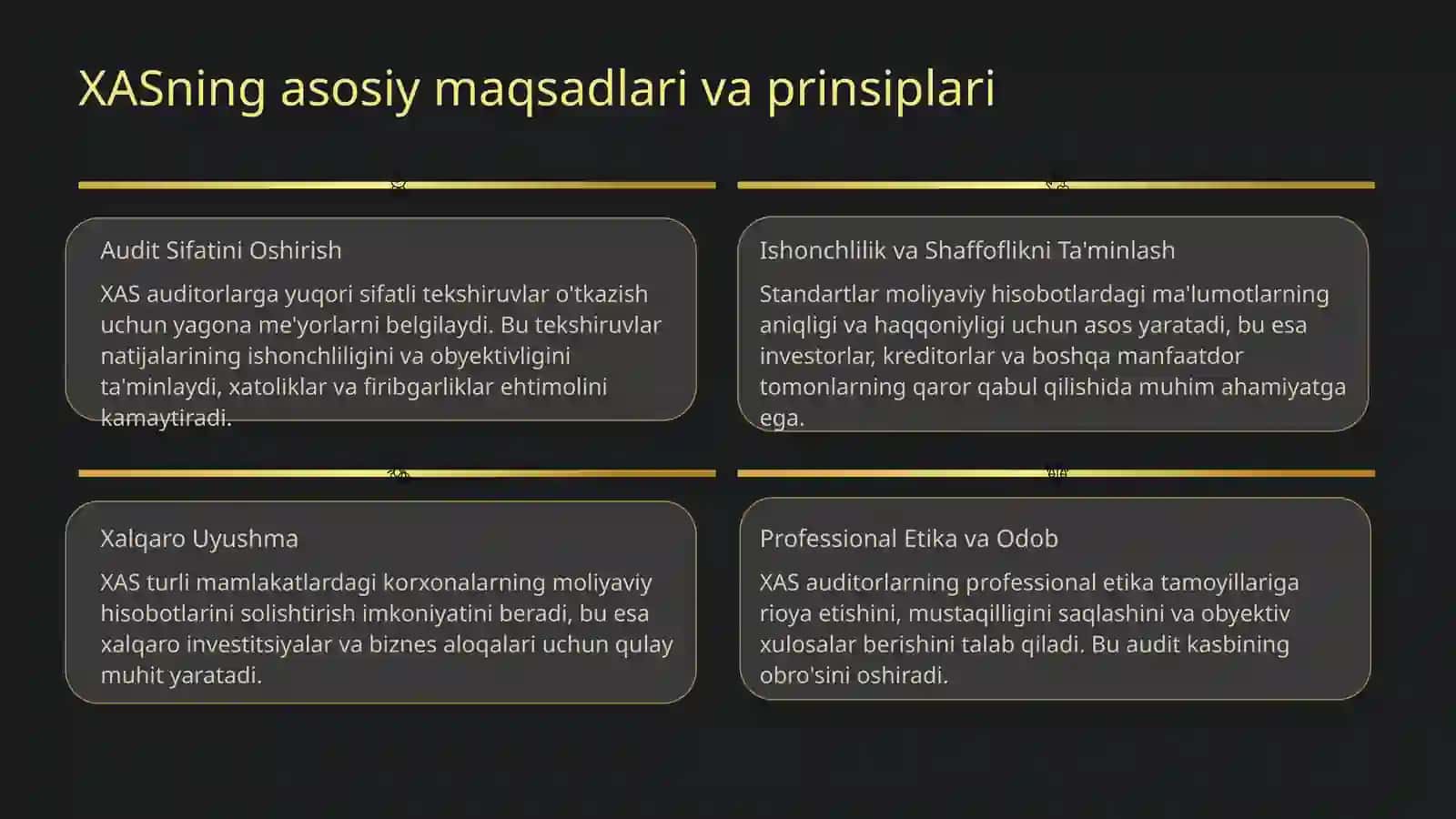 Iqtisodiy munosabatlar tizimida auditning xalqaro standartlarining o'rni va ahamiyati 4