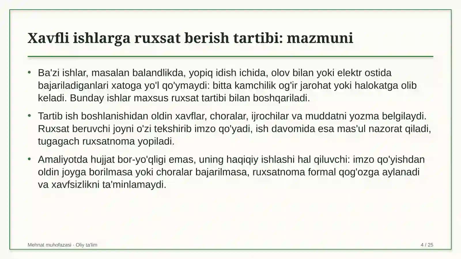 ekologik ta'limda xavfli ishlarga ruxsat berish tartibi 7778 4
