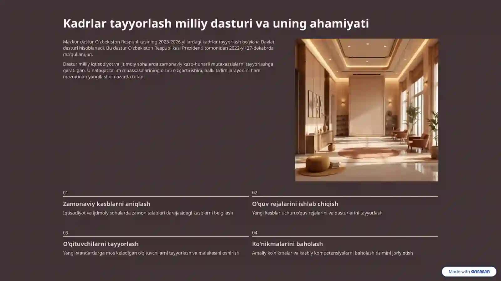 O'qitishning me'yoriy hujjatlari bilan tanishish 4