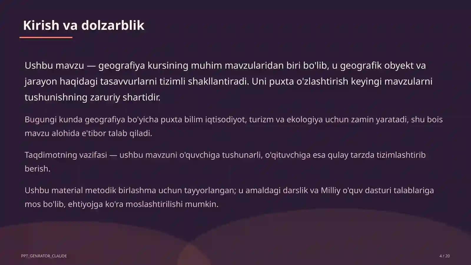 Turizm geografiyasi va O'zbekistonning turistik salohiyati (11-sinf) 4
