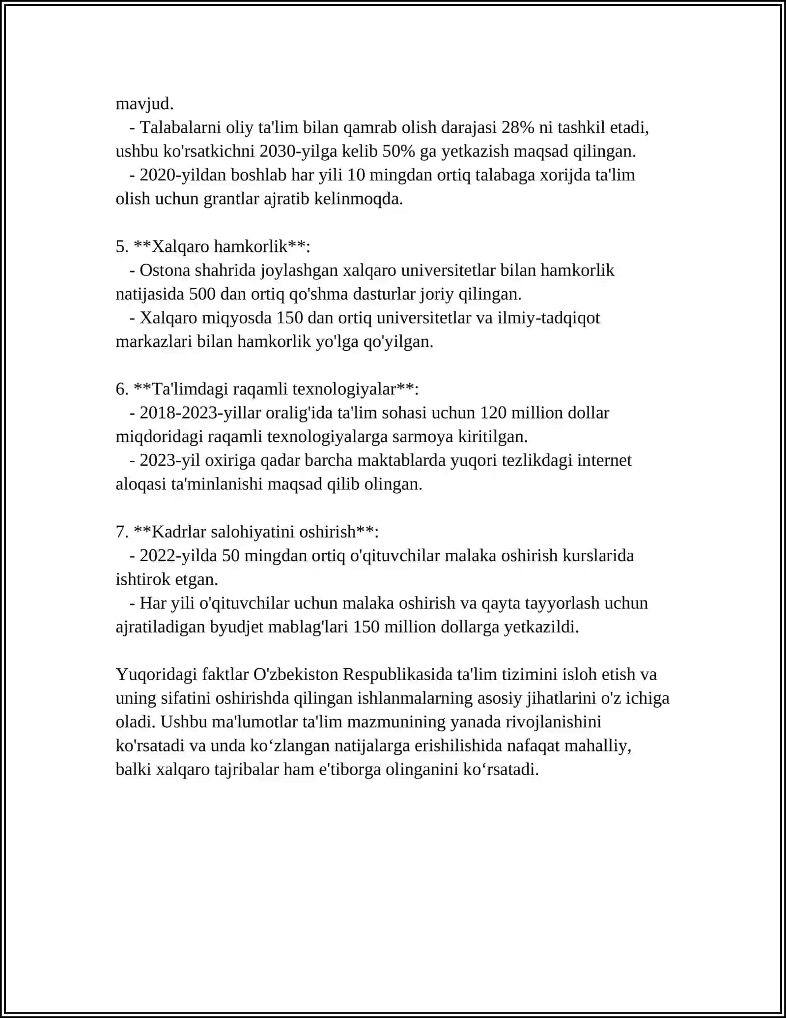 O'ZBEKISTONDA IJTIMOIY SOHADA AMALGA OSHIRILAYOTGAN O'ZGARISHLAR MAZMUN MOHIYATI 4