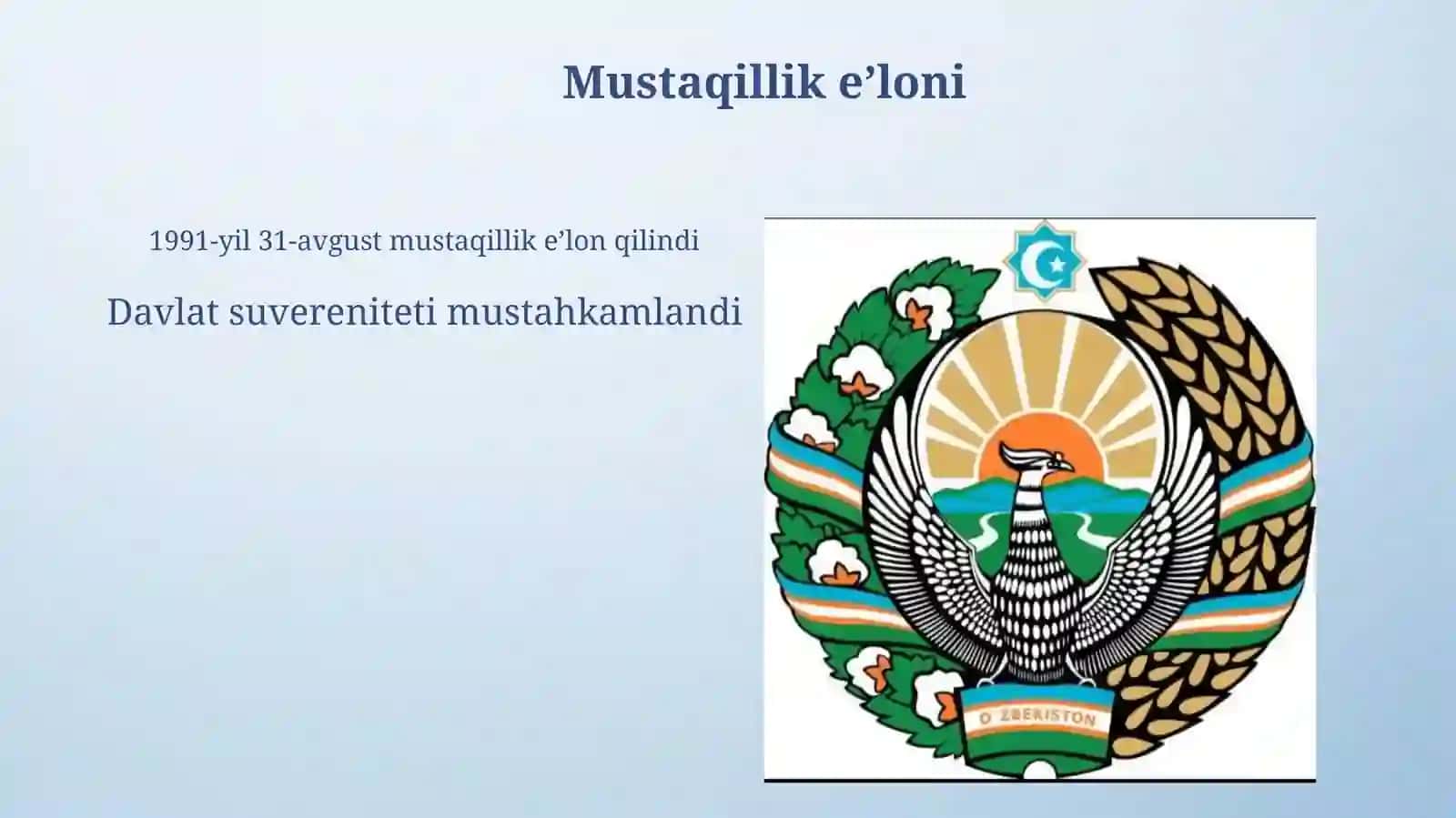 Mustaqil Oʻzbekiston Respublikasi tashkil topishing tarixiy ahamiyati 4