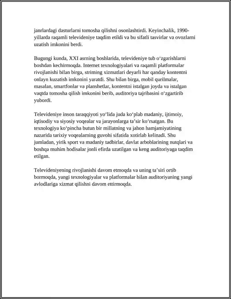 Televideniye-davr voqeasi sifatida: tarixiy rivojlanishi 4