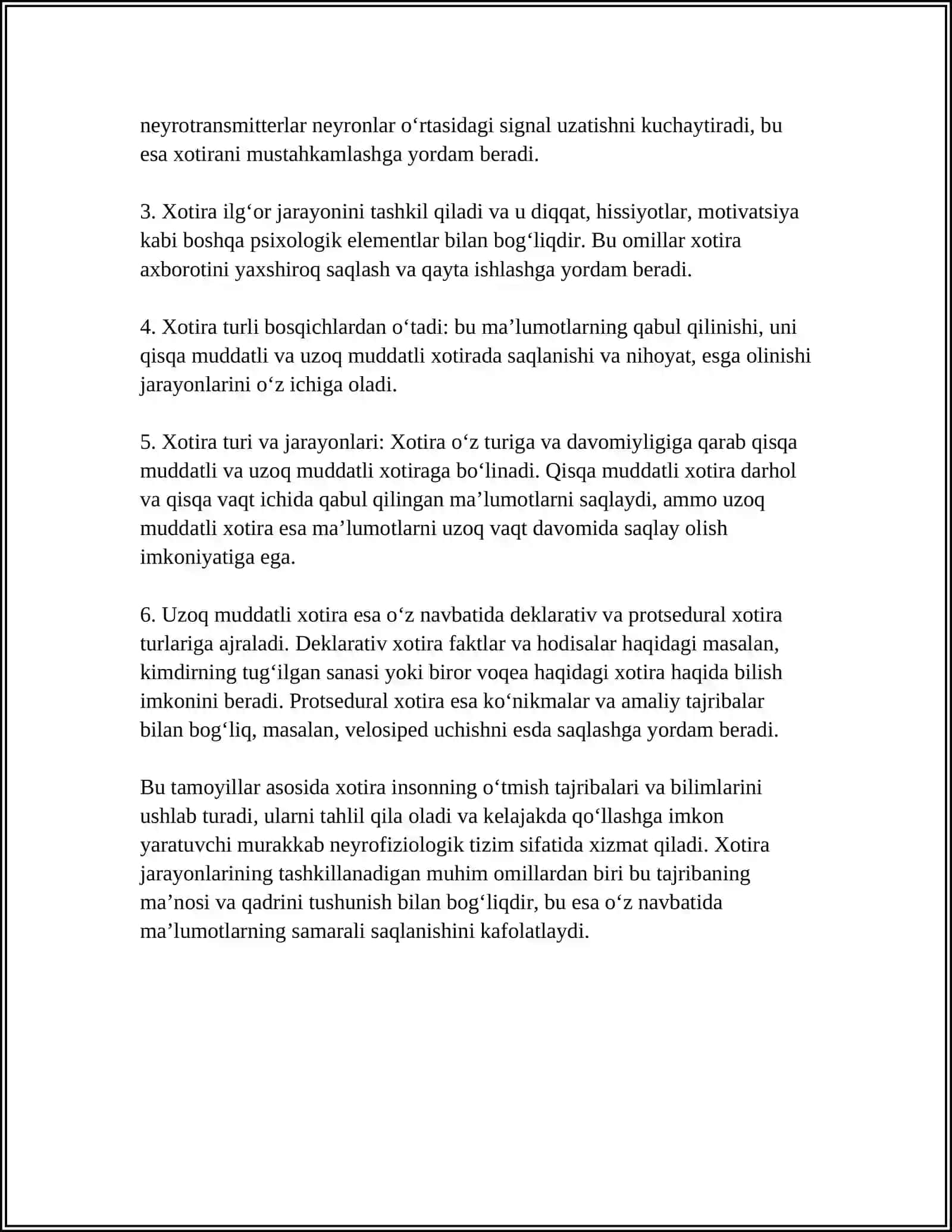 XOTIRA HAQIDA TUSHUNCHA VA UNING NERV-FIZIOLOGIK ASOSI 4