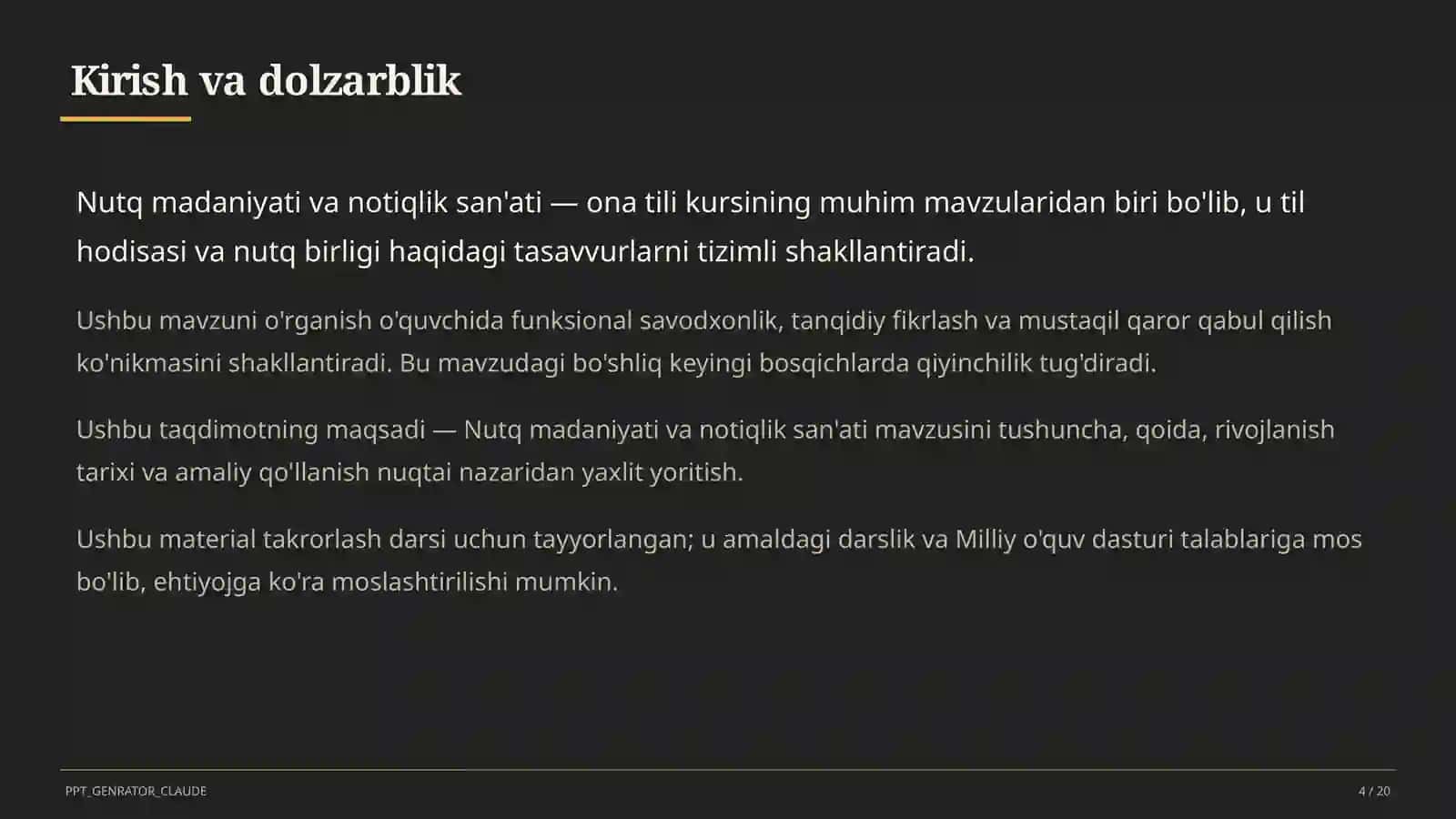 Nutq madaniyati va notiqlik san'ati (10-sinf) 4