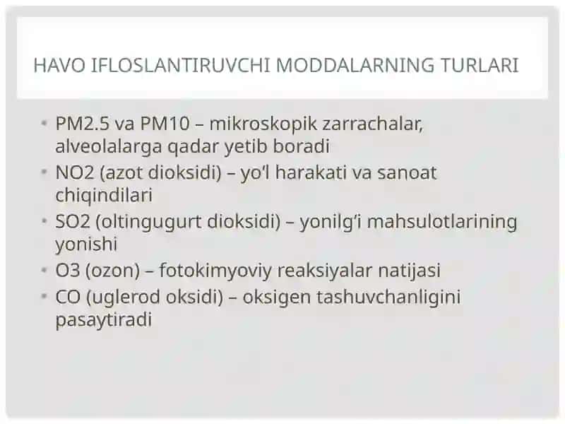 Havo ifloslanishining o‘pka patologiyasiga ta'siri 4