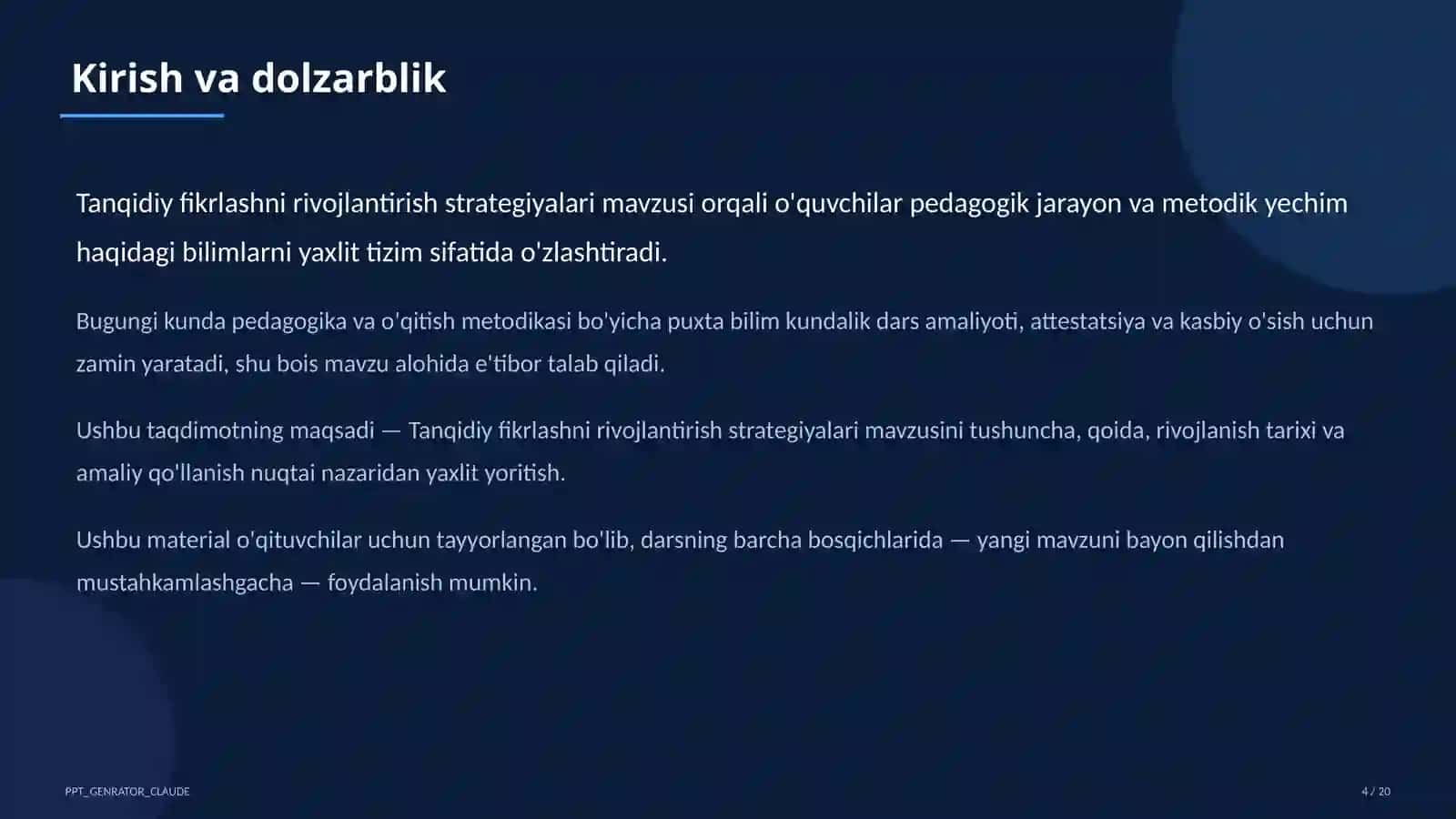 Tanqidiy fikrlashni rivojlantirish strategiyalari 4