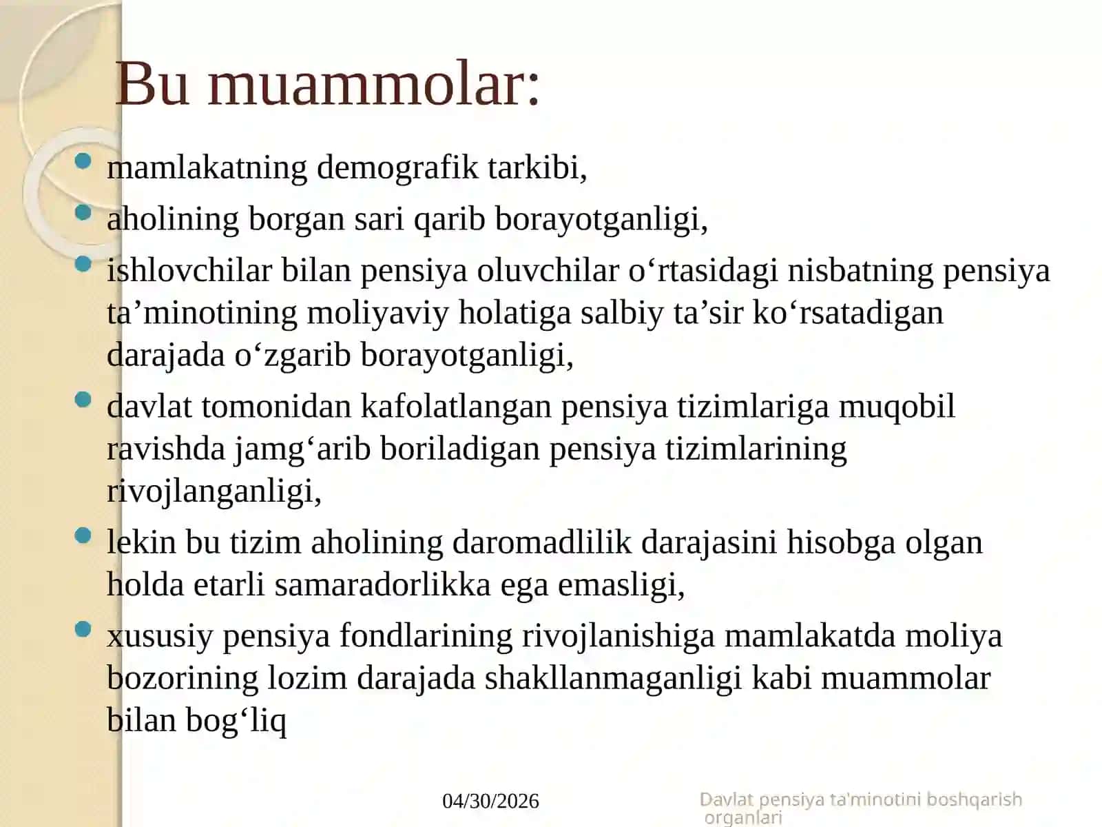 PENSIYA TA’MINOTINI NG MOLIYAVIY MANBALARI 4