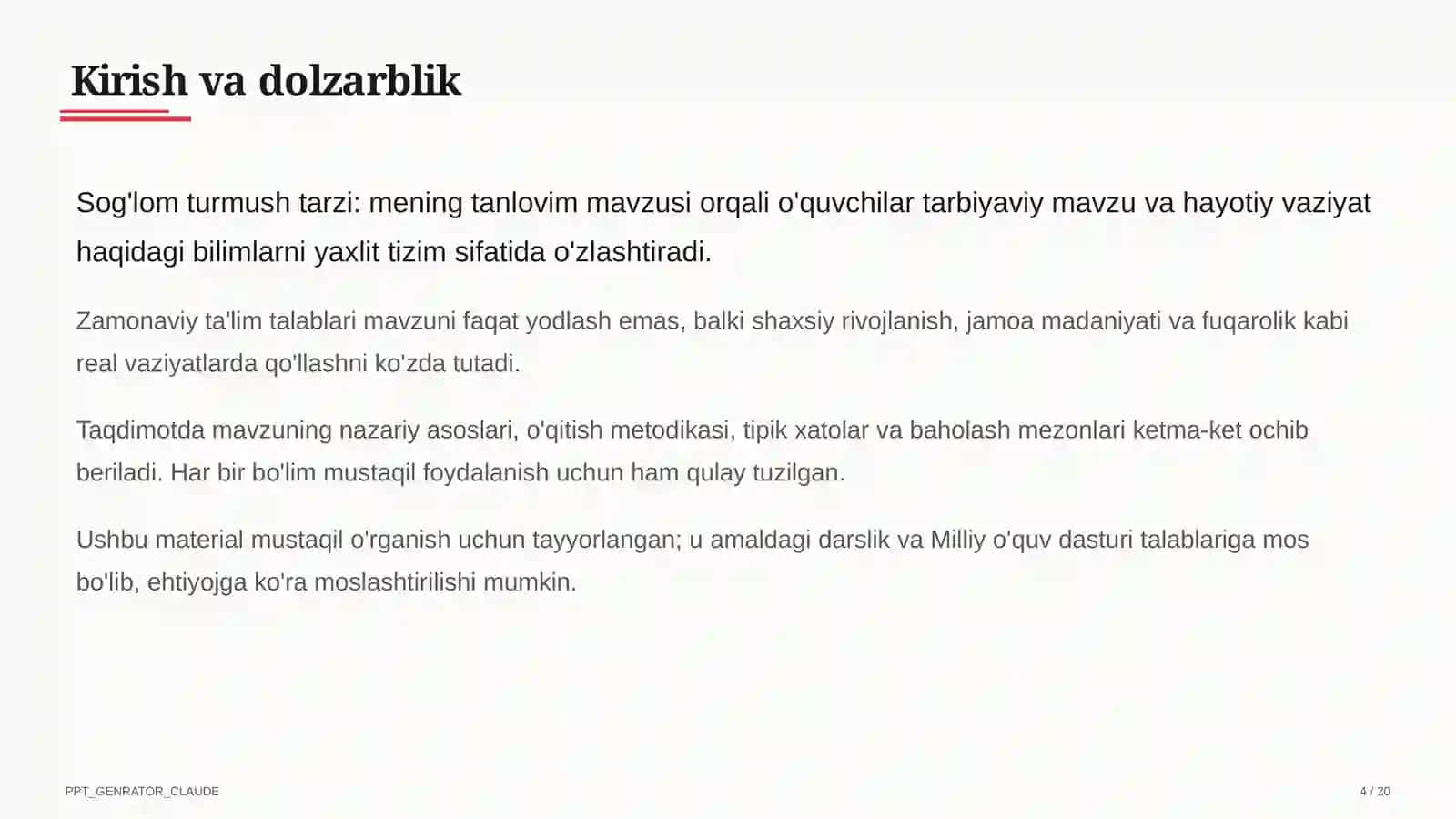 Sog'lom turmush tarzi: mening tanlovim 4