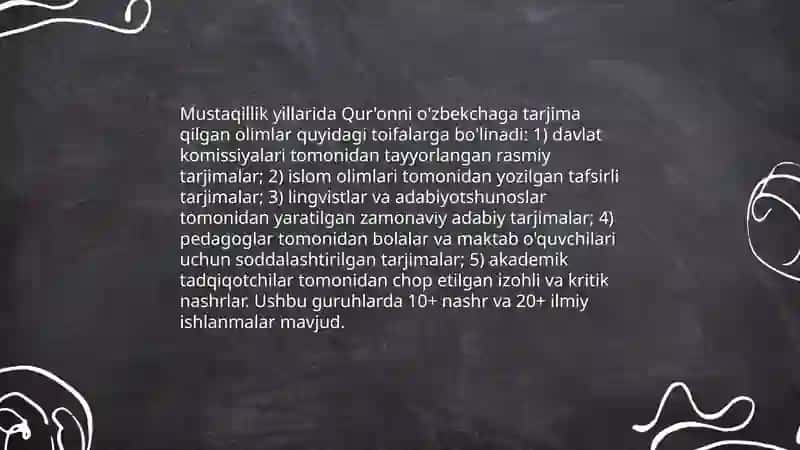 Mustaqillik yillari quronning ozbek tiliga tarjima qilinishi va tasirlari 4