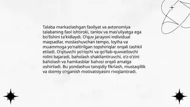 Shaxsga yoʻnaltirilgan ta'limning asosiy tamoyillari 4