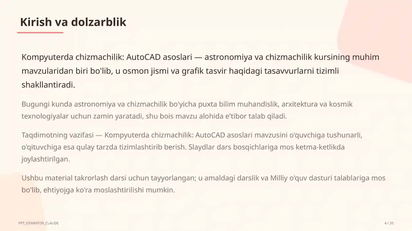 Kompyuterda chizmachilik: AutoCAD asoslari (9-sinf) 4