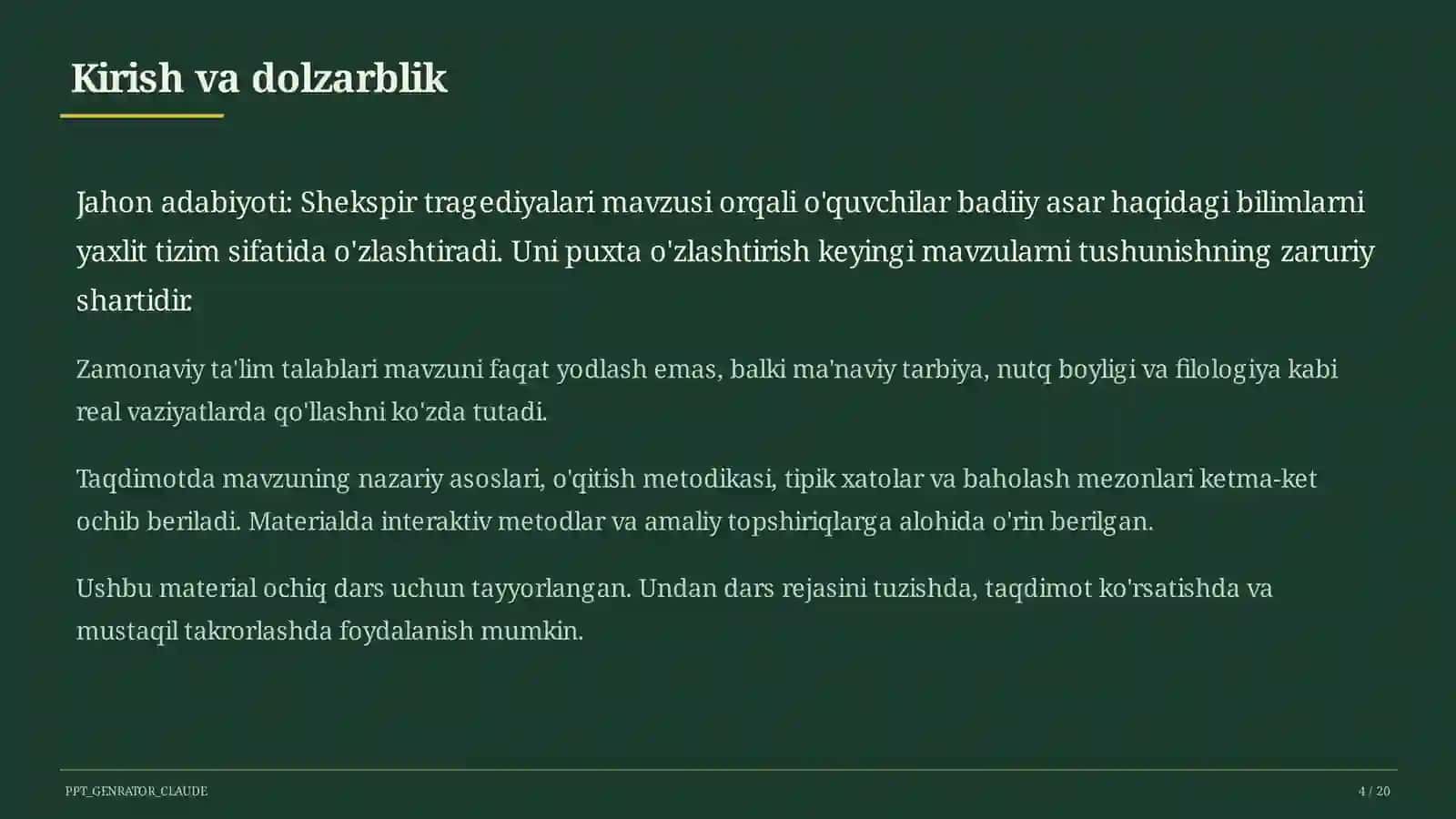 Jahon adabiyoti: Shekspir tragediyalari (10-sinf) 4