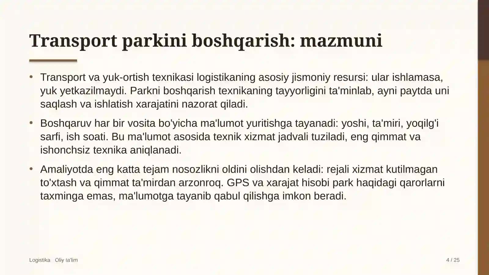 rezina texnika mahsulotlari ishlab chiqarishda texnik vositalar parkini boshqarish 5033 4