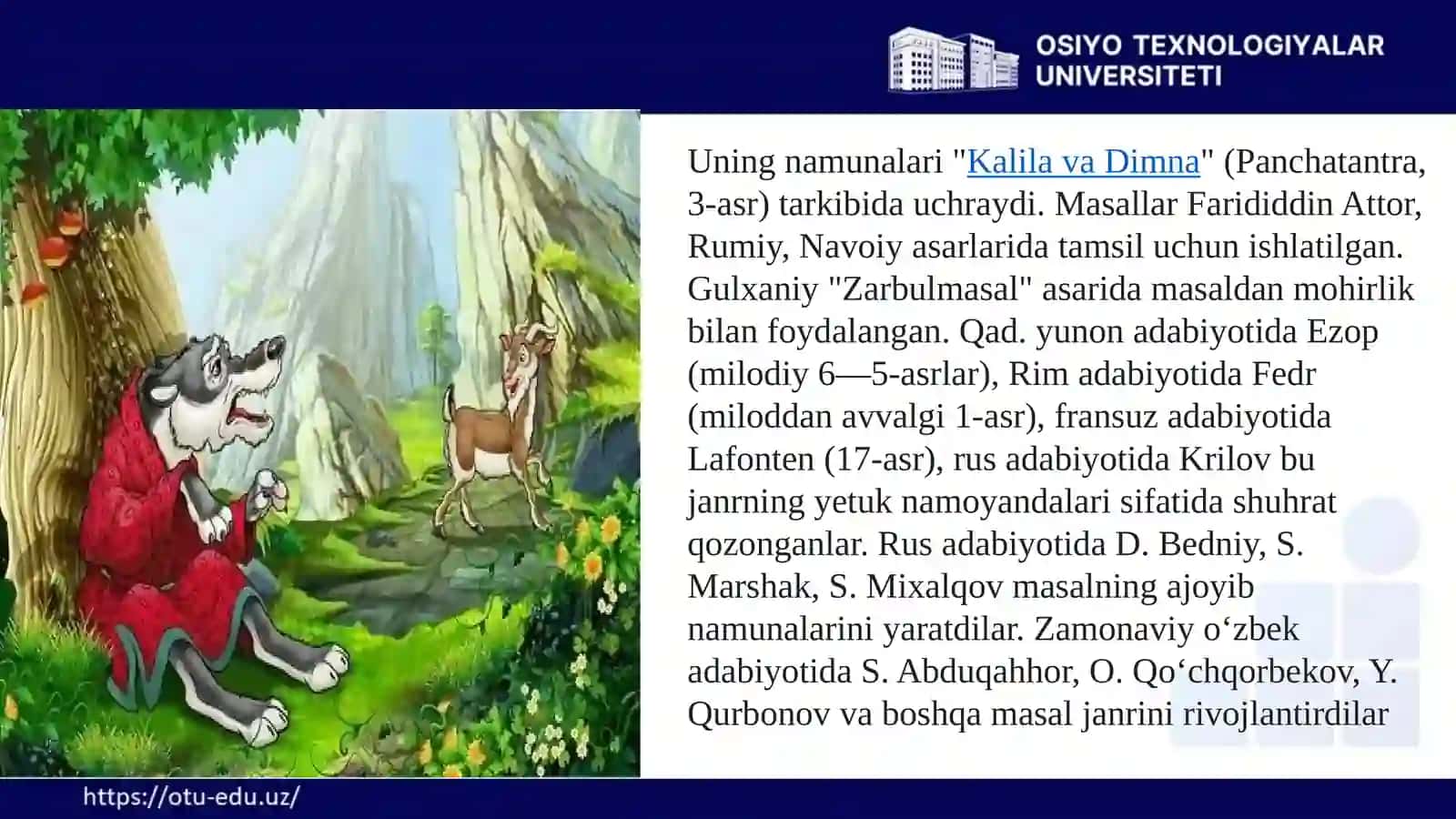 Masal - majoziy xarakterdagi kichik adabiy janr 4
