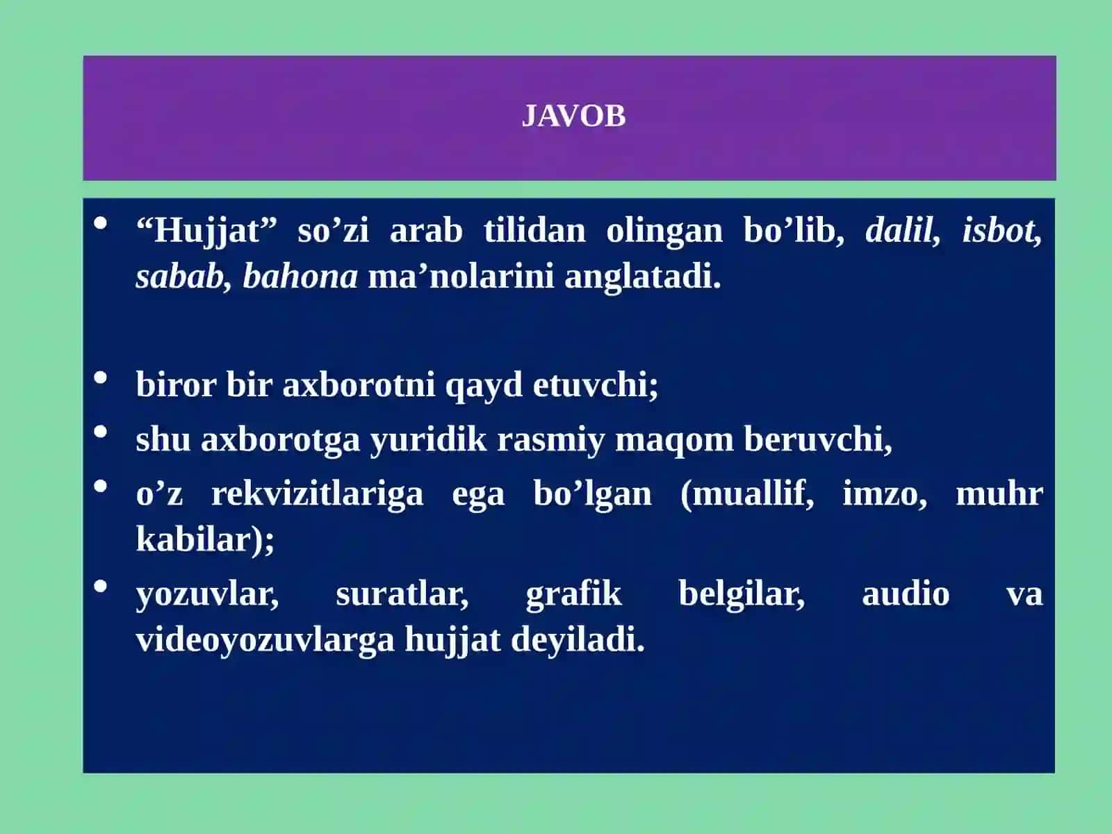 Davlat tilida ish yuritish   hujjatchilik. Rasmiy-idoraviy uslub XIZMAT yozishmalari 4