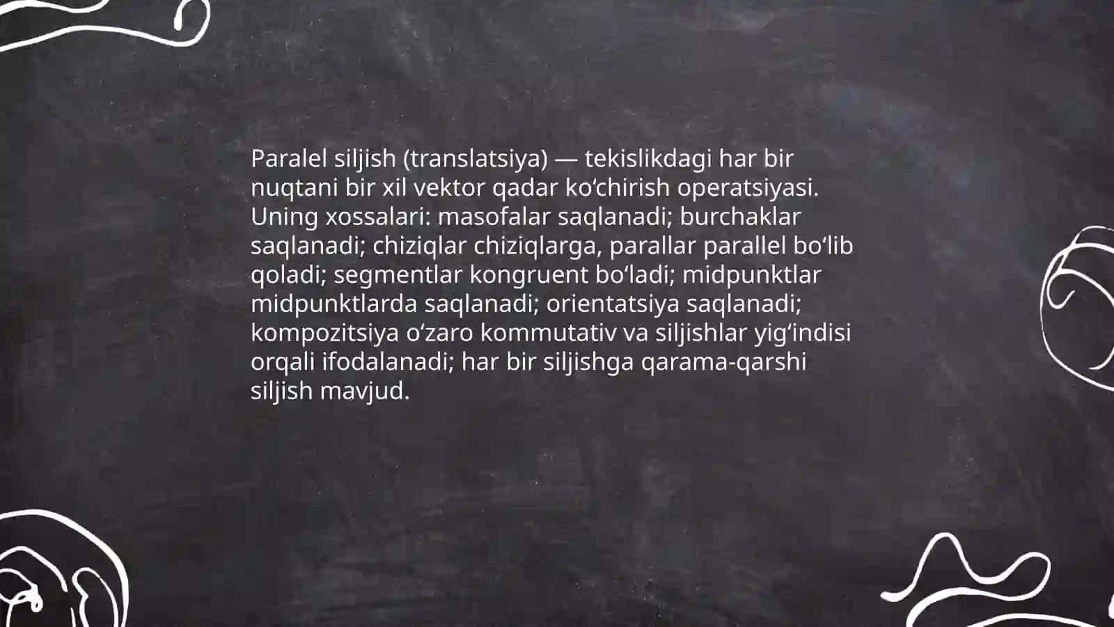 Tekislikdagi harakatlar va ularning xossalari 4