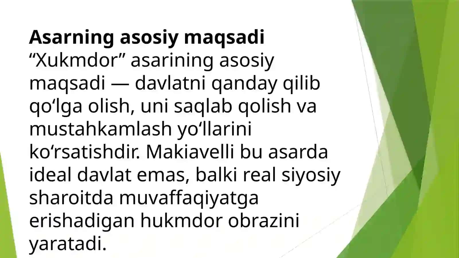 Makiavellining "Xukmdor" asari boyicha 4