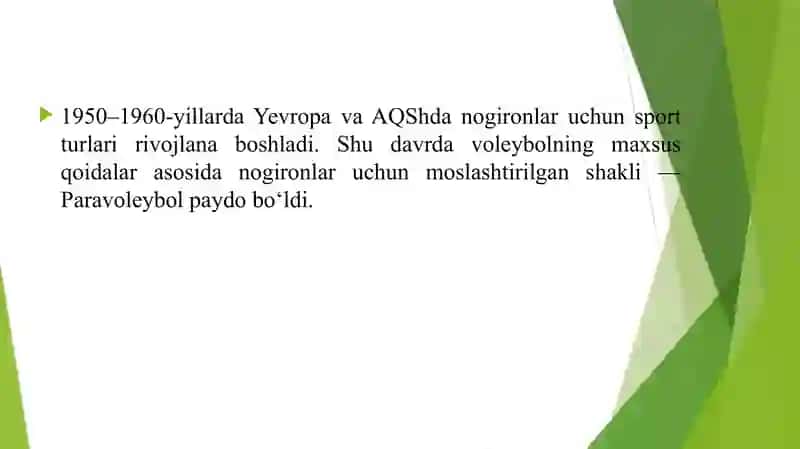 PARAVALEYBOL SPORT TURINI PAYDO BO'LISHI VA RIVOJLANISHI 4