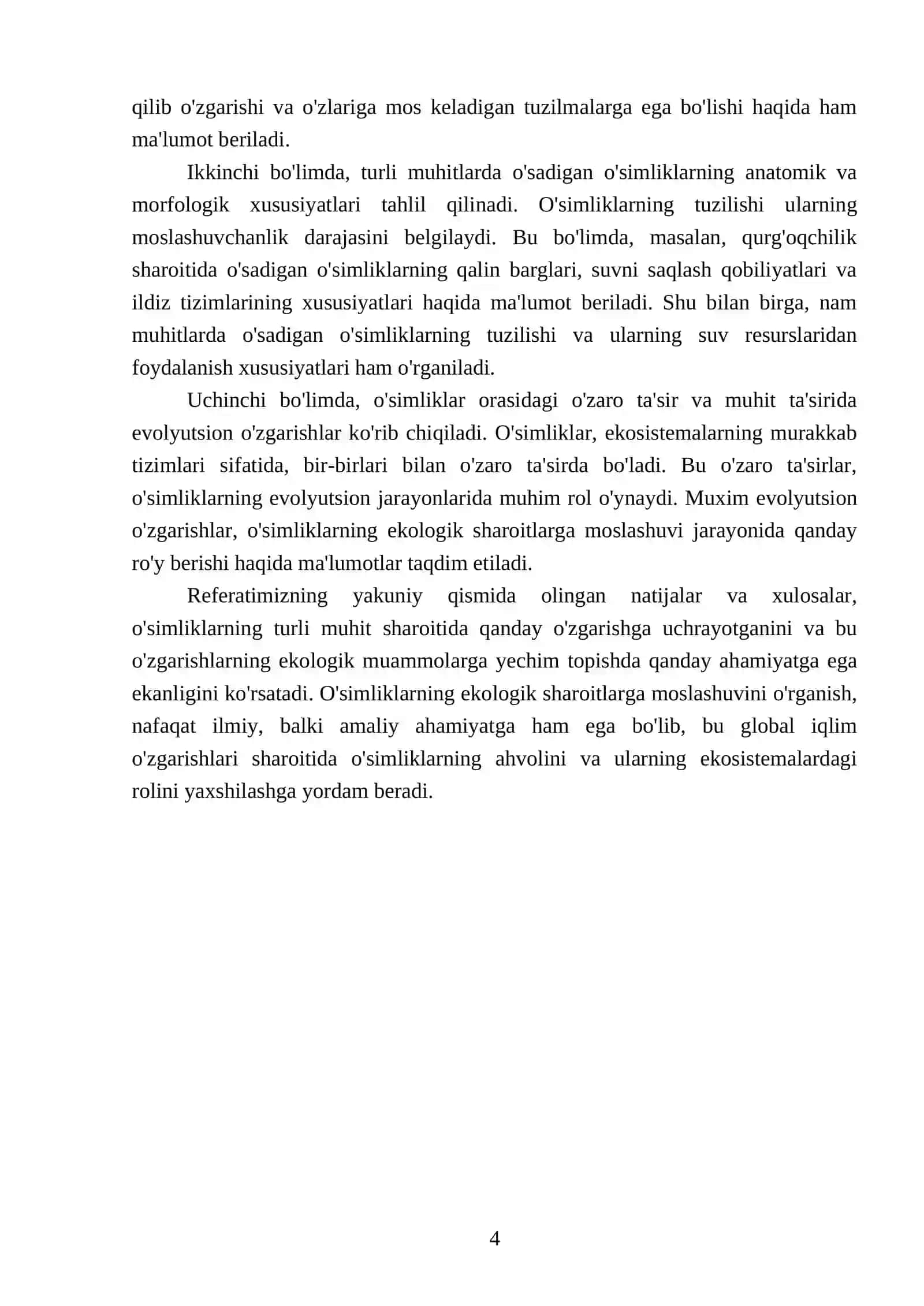 Turli muhit sharoitida o’sgan o’simliklarning tuzilishini taqqoslash 4