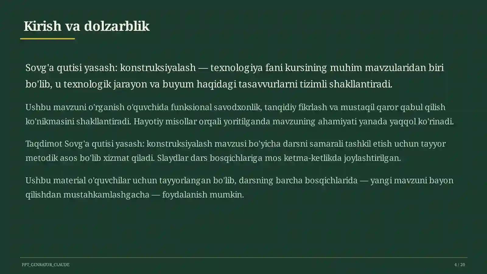 Sovg'a qutisi yasash: konstruksiyalash (3-sinf) 4