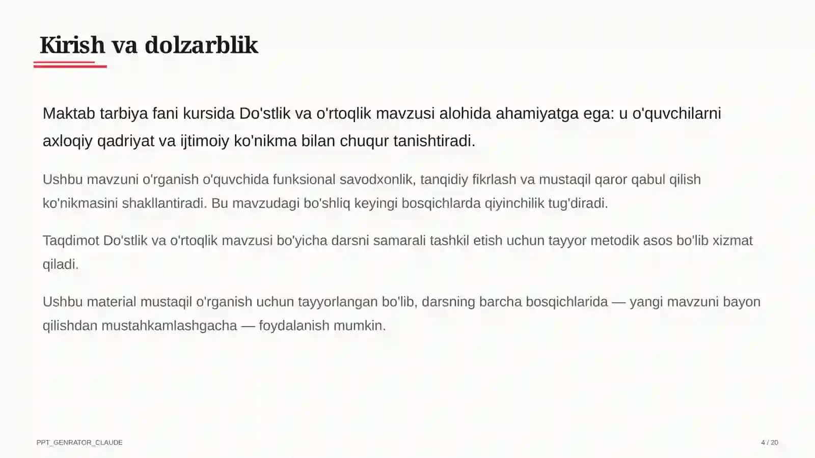 Do'stlik va o'rtoqlik (2-sinf) 4