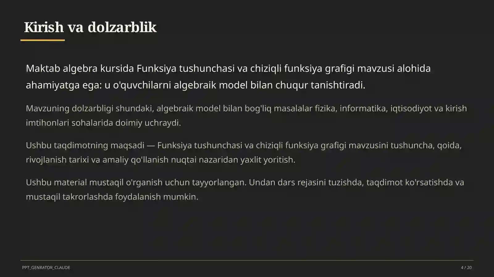 Funksiya tushunchasi va chiziqli funksiya grafigi (7-sinf) 4