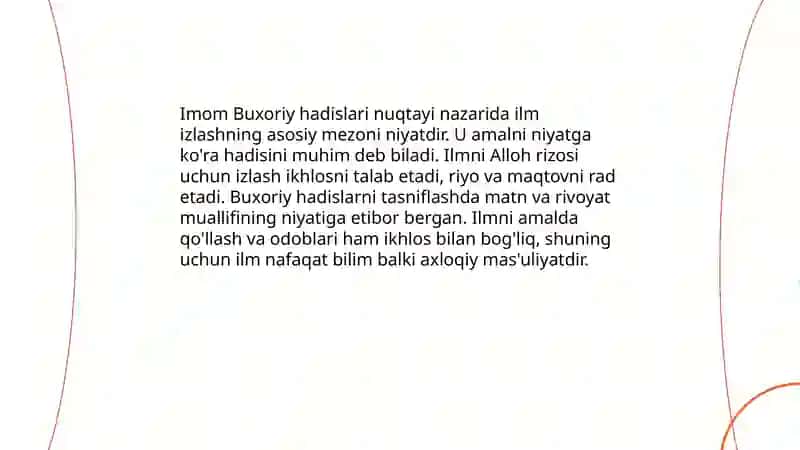 Imom Buxoriy ilm-ma'rifat haqidagi hadislarning axloqiy qarashlari 4