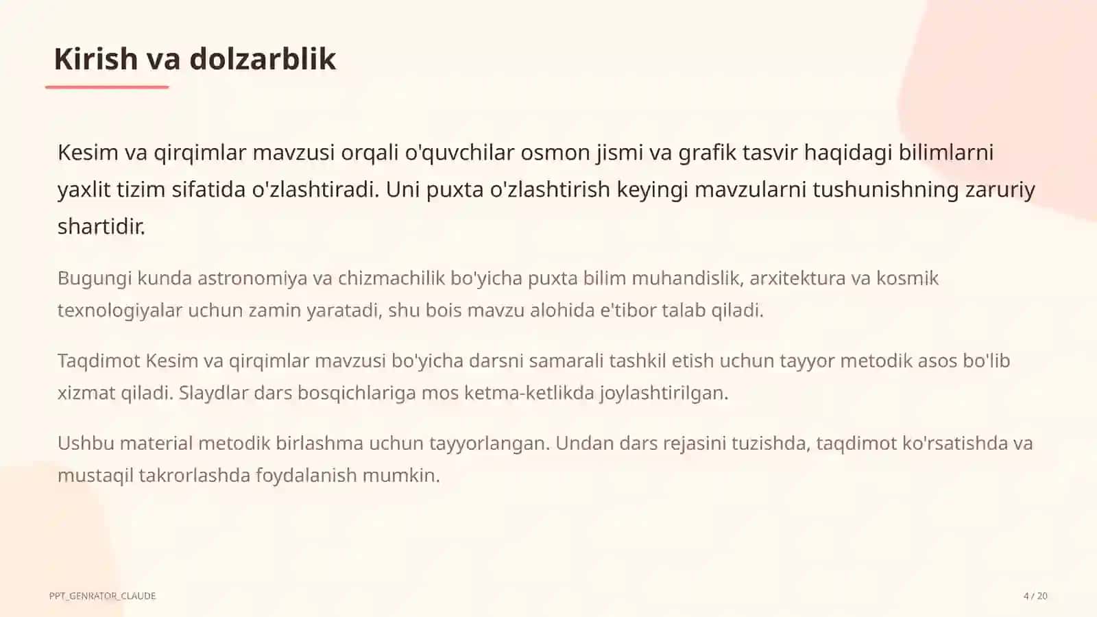 Kesim va qirqimlar (9-sinf) 4