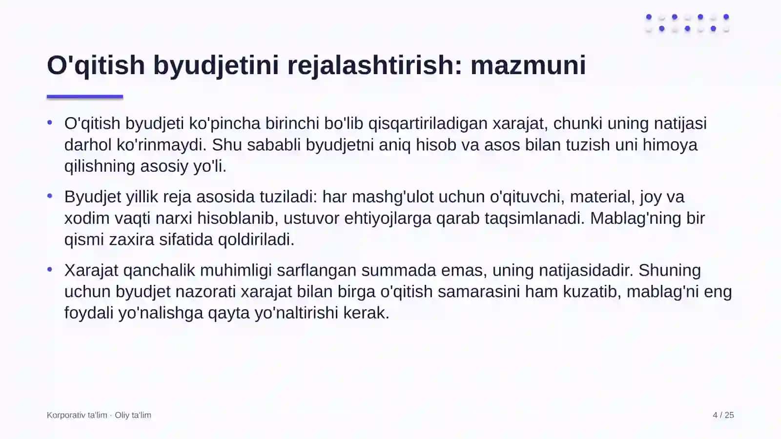 oliy majlis palatalarida o'qitish byudjetini rejalashtirish 6510 4