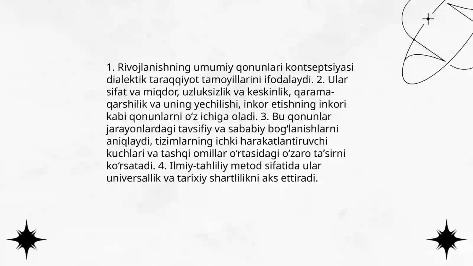 Rivojlanishning umumiy qonunlari va kategoriyalari Islombek Oripov 1M6 4