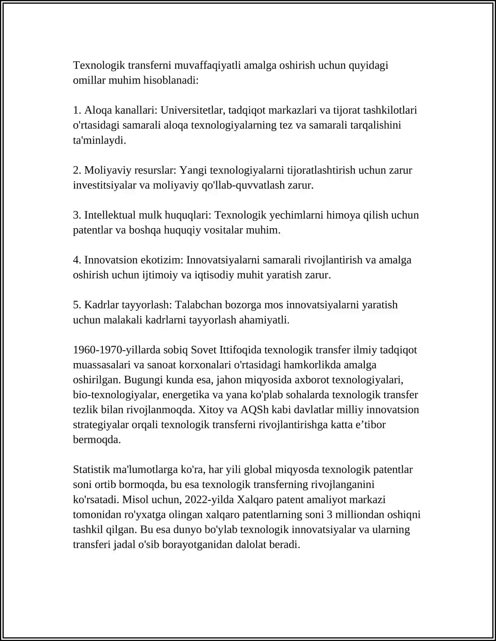 TEXNALOGIK TRANSFER VA INNAVATSION HAMKORLIK MEXANIZMLARI 4